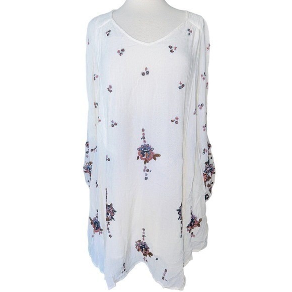 FP1 NWT Free People Oxford Embroidered Mini Dress Retail $128 Cream Ivory Small - Picture 3 of 10